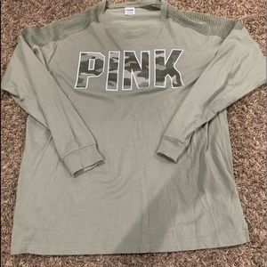 Pink victoria secret long T-shirt mesh shoulders